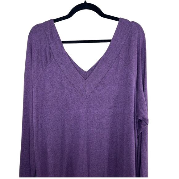 W. by Wantable Brushed Hacci Raglan V-Neck Tunic Sweater Eggplant Size 2X - Picture 4 of 6